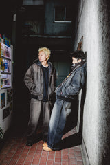 킹 로고 데님 퀼트 재킷