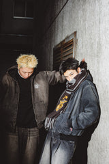 킹 로고 데님 퀼트 재킷