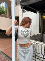 HEART LOGO APPLIQUÉ CROPPED TEE