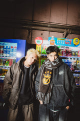 킹 로고 데님 퀼트 재킷