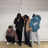 國王徽標復古連帽工作夾克