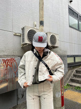 curve stitch denim blouson