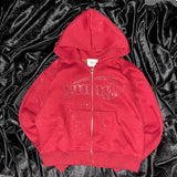Universal logo rhinestone zip hoodie