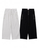 Flower studs stripe slacks