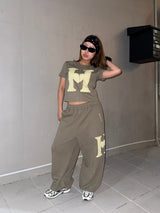 H HEART RHINESTONE SWEAT PANTS