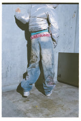 Sakura Embroidered Slub Denim Buggy Pants