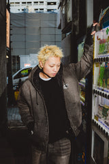 킹 로고 데님 퀼트 재킷