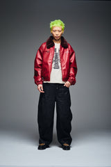 Synthetic Leather Fur Collar Blouson