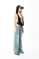 back stone lowrise denim