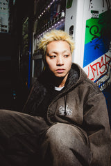 킹 로고 데님 퀼트 재킷