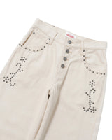 Herringbone studs denim pants