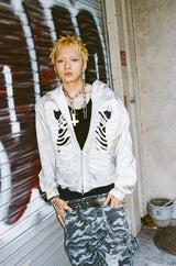 Bone Distressed Zip Hoodie