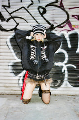 Bone Distressed Zip Hoodie