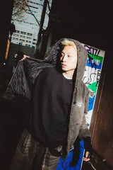 킹 로고 데님 퀼트 재킷