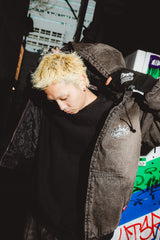 킹 로고 데님 퀼트 재킷