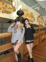 Double cross logo waffle henry L/S tee