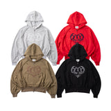 heart logo damage zip hoodie