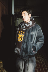 킹 로고 데님 퀼트 재킷