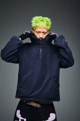 可逆半拉链抓绒衣