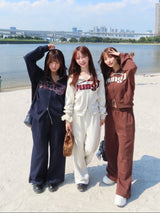 다양한 패턴의 yung 로고 집업 후디