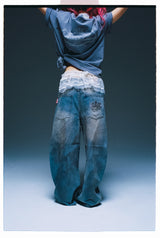 King Logo Slub Denim Buggy Pants