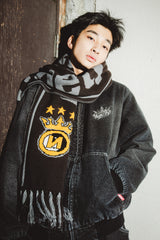 킹 로고 데님 퀼트 재킷