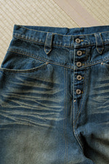 Vintage processed super wide baggy denim