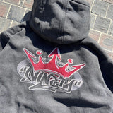 國王徽標復古連帽工作夾克