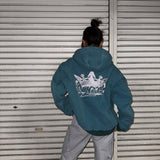 國王徽標復古連帽工作夾克