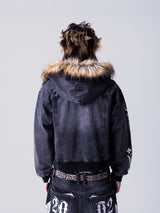 Destroy Fur Denim Zip Hoodie