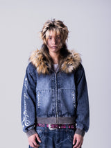 Destroy Fur Denim Zip Hoodie