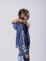 Destroy Fur Denim Zip Hoodie