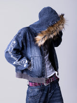 Destroy Fur Denim Zip Hoodie