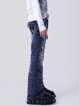 Double Cross Flare Denim Pants