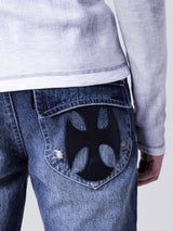 Double Cross Flare Denim Pants