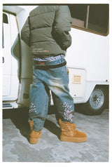 Sakura Embroidered Slub Denim Buggy Pants