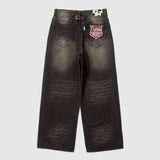 Grunge studs wide denim