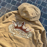 國王徽標復古連帽工作夾克