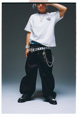 King Logo Slub Denim Buggy Pants