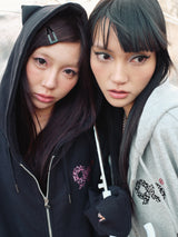 90 Logo Cat Ear Zip Hoodie【9090girl】