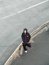 90 Logo Cat Ear Zip Hoodie【9090girl】