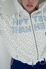 block logo zip hoodie