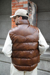 western faux leather down vest