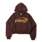 YUNG 로고 체인 스티치 지퍼 까마귀