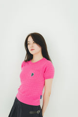 MSB 패치 로고 케이블 니트 탑