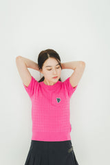 MSB 패치 로고 케이블 니트 탑