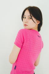 MSB 패치 로고 케이블 니트 탑