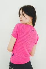 MSB 패치 로고 케이블 니트 탑