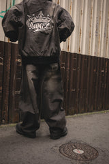 King Logo Slub Denim Buggy Pants