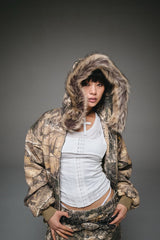 King Logo Slub Denim Far Zip Hoodie